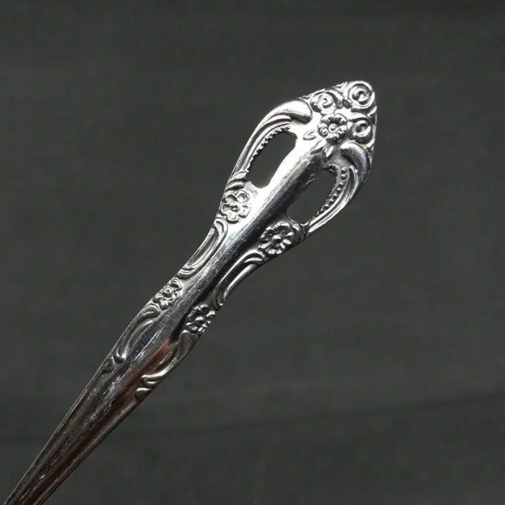 United Silver Stainless Acadia Salad/Dessert Fork-Japan-Pierced-Floral-Lot of 4